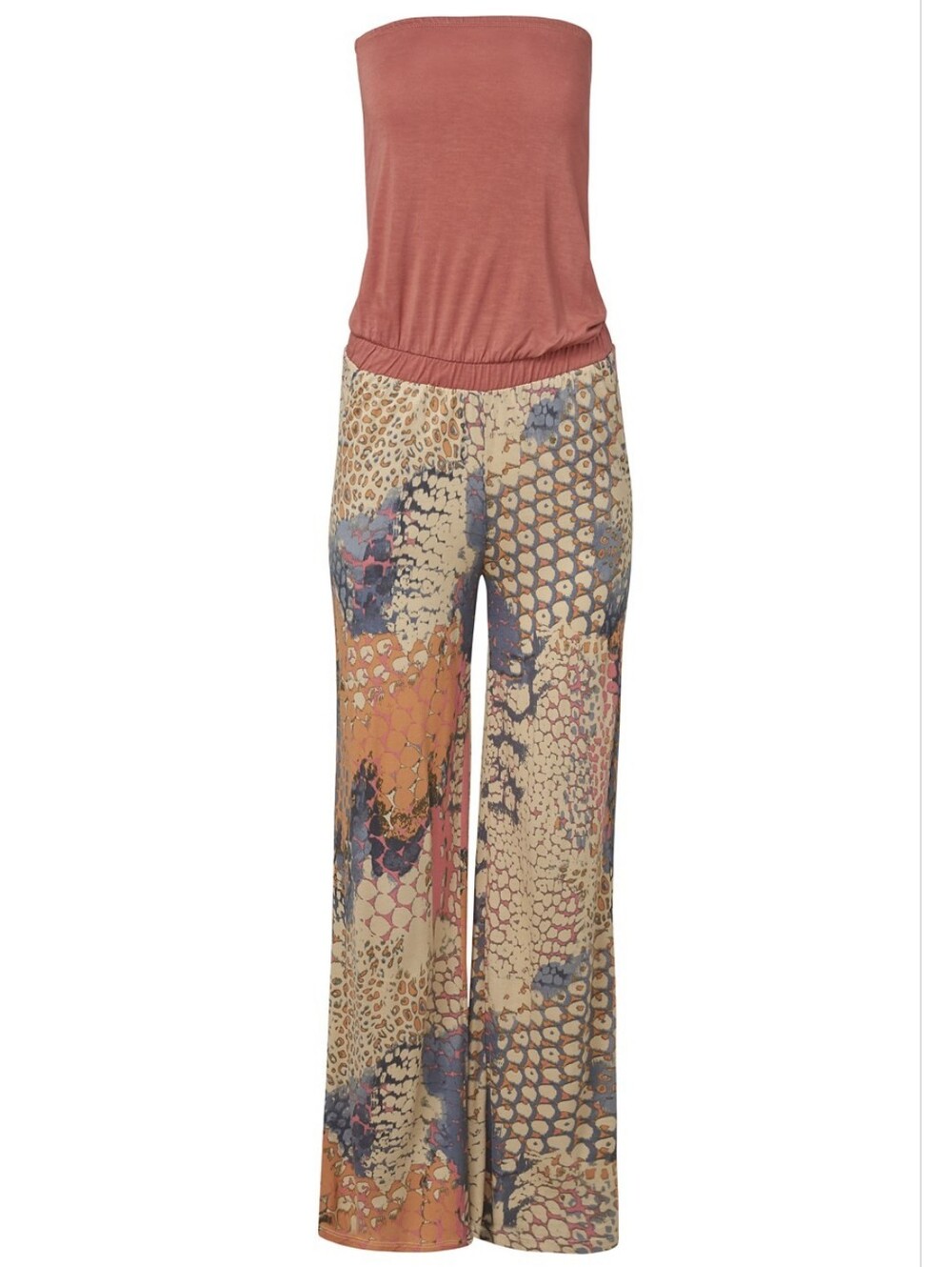 Lascana For Venus Women's 2-in-1 look strapless jumpsuit In Orange Multi Sz 2X